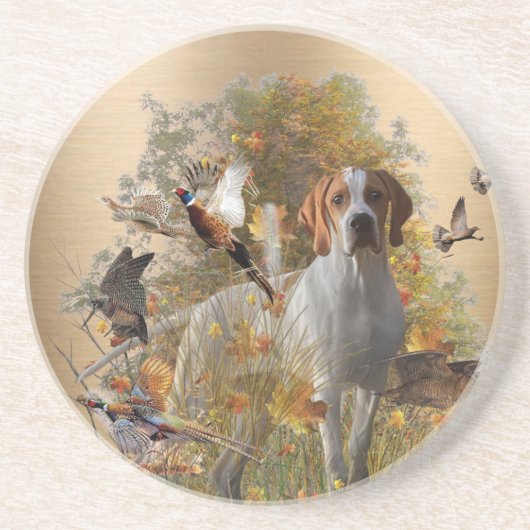 英語ポインタテーペストリー金属プリントドロウストリングB コースター (正面)