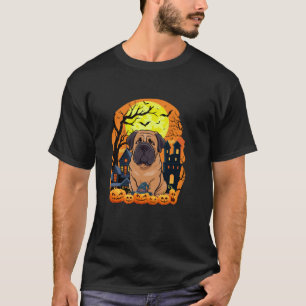 英語マスチフ犬カボチャおもしろい怖いハロ Tシャツ