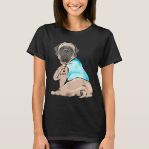 英語マスティフタトゥー私は母おもしろい母S D大好き Tシャツ