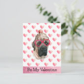 英語マスティフ私のバレンタイン犬になるバレンタイン シーズンポストカード (スタンド正面)