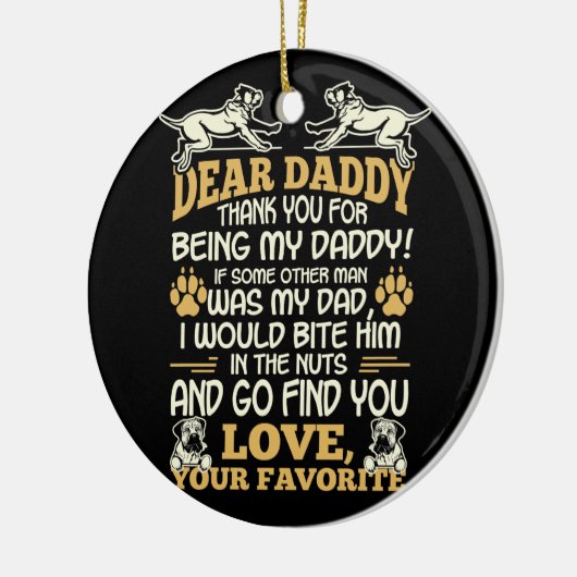 英語マスティフ私のパパになってくれてありがとう セラミックオーナメント (左)