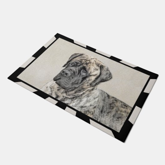 英語マスティフ(ブリンドル) 絵画ズ – Dog Art ドアマット (アングル)