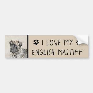英語マスティフ（ブリンドル） 絵画ズ – Dog Art バンパーステッカー