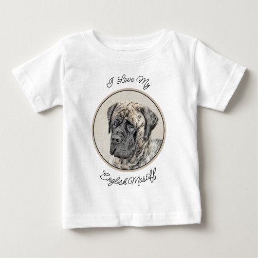 英語マスティフ(ブリンドル) 絵画ズ – Dog Art ベビーTシャツ (正面)
