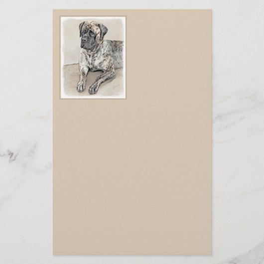 英語マスティフ（ブリンドル） 絵画ズ – Dog Art 便箋 (正面)