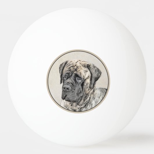 英語マスティフ（ブリンドル） 絵画ズ – Dog Art 卓球ボール (正面)