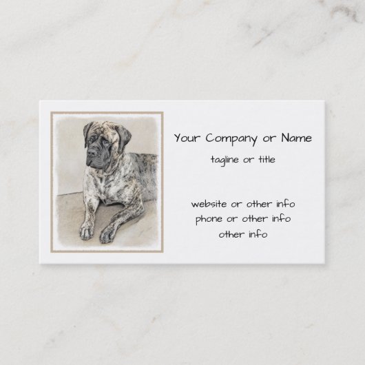 英語マスティフ（ブリンドル） 絵画ズ – Dog Art 名刺 (正面)