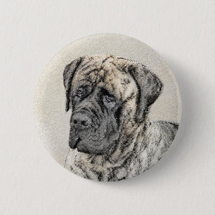 英語マスティフ(ブリンドル) 絵画ズ – Dog Art 缶バッジ