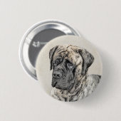英語マスティフ（ブリンドル） 絵画ズ – Dog Art 缶バッジ (正面&裏面)