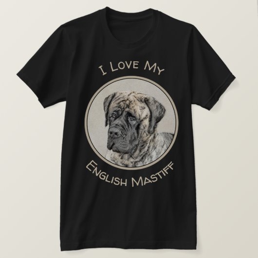 英語マスティフ（ブリンドル） 絵画ズ – Dog Art Tシャツ (デザイン正面)