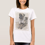 英語マスティフ(ブリンドル) 絵画ズ – Dog Art Tシャツ (正面)
