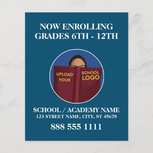 英語モダンを登録するブルースクールロゴスペインの チラシ (正面)