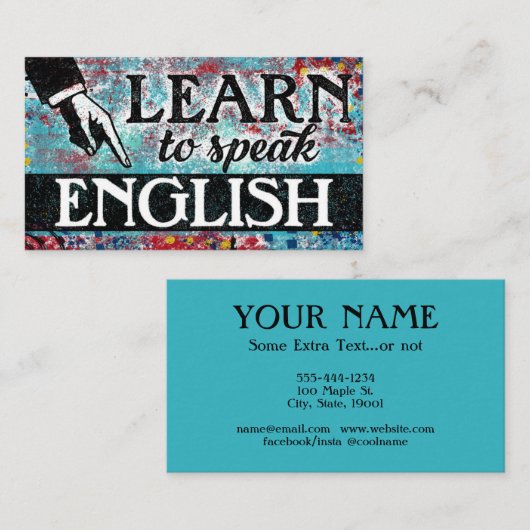 英語レッスンの名刺 – Blue Red 名刺 (正面/裏面)