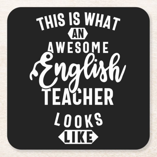 英語先生おもしろい英語先生 スクエアペーパーコースター (正面)