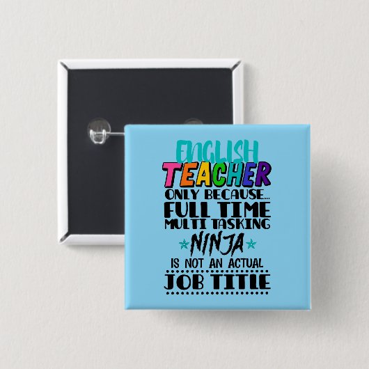 英語先生のみフルタイム数々のタスク 缶バッジ (正面&裏面)