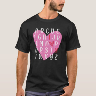 英語先生アルファベットハートラブユーおもしろいヴェール Tシャツ