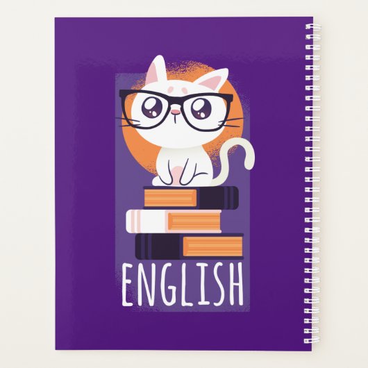 英語先生ギフト – かわいいかわいい猫パープル プランナー手帳 (裏面)