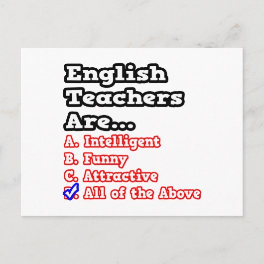 英語先生クイズ…ジョーク ポストカード (正面)