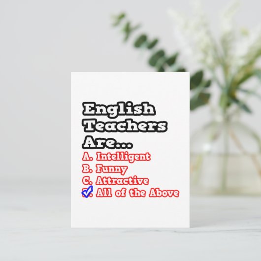 英語先生クイズ……冗談 ポストカード (スタンド正面)