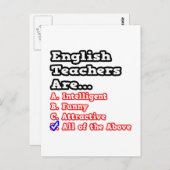 英語先生クイズ……冗談 ポストカード (正面/裏面)