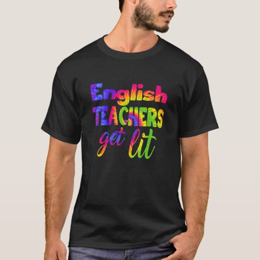 英語先生ゲットライト先生絞り染めヒッピー Tシャツ (正面)