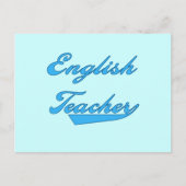 英語先生ブルー文字Tシャツとギフト ポストカード (正面)