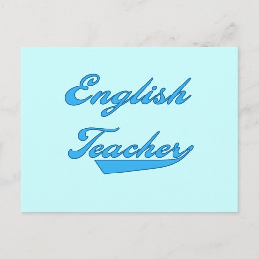英語先生ブルー文字Tシャツとギフト ポストカード (正面)
