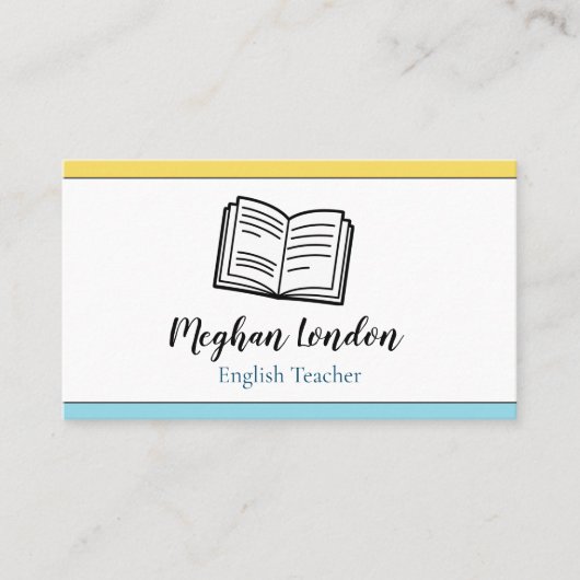 英語先生ブルー&イエローインストラクター教育者 名刺 (正面)