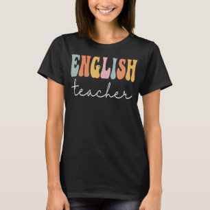 英語先生レトロGroovy Women Happy First Day Tシャツ