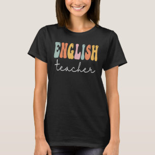 英語先生レトロGroovy Women Happy First Day Tシャツ