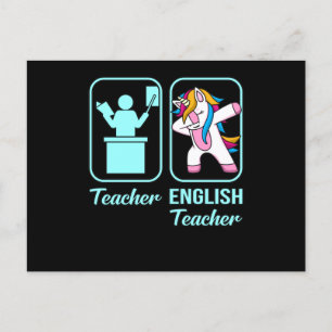 英語先生Unicorn言語文法学生 ポストカード