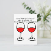 英語引用文付き赤ワインフランスのグラス ポストカード (スタンド正面)
