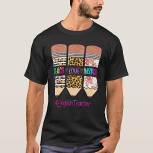 英語教え先生ラヴインスパイアプペンシルヒョウ Tシャツ
