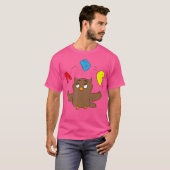 英語教師ジャグリングデザイン梟先生 Tシャツ (正面フル)