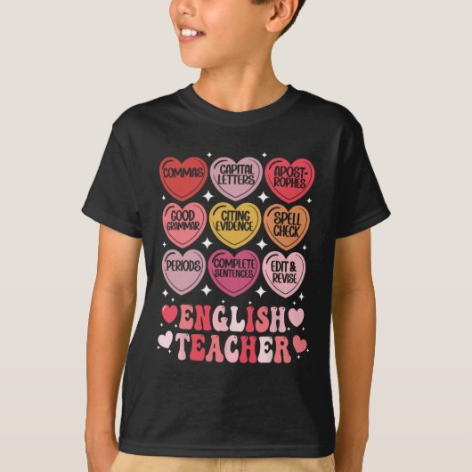 英語教師バレンタインデー 文法 英語教師 Tシャツ (正面)