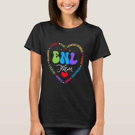 英語教師 英語指導 チーム 新言語チーム 仲間 Tシャツ (正面)