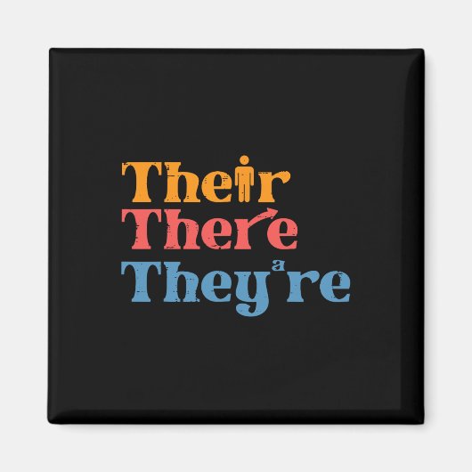 英語教師 Their There Theyre 面白い文法 メンズ マグネット (正面)