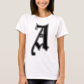 英語文字ゴシック文字A Tシャツ (正面)