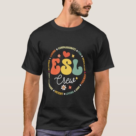英語第二言語教師 ESLクルー Tシャツ (正面)
