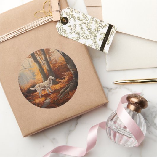 英語設定紅葉秋インスパイア ラウンドシール (ギフト)