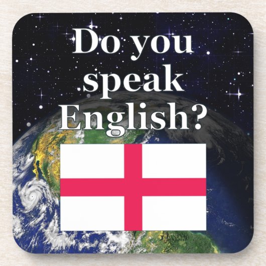 英語話ですか？英語。国旗と地球 コースター (正面)
