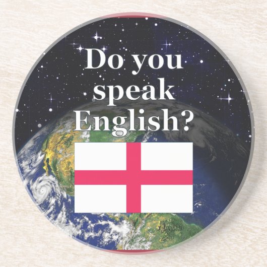 英語話ですか?英語。国旗と地球 コースター (正面)