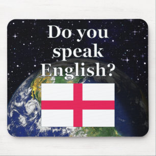 英語話ですか?英語。国旗と地球 マウスパッド
