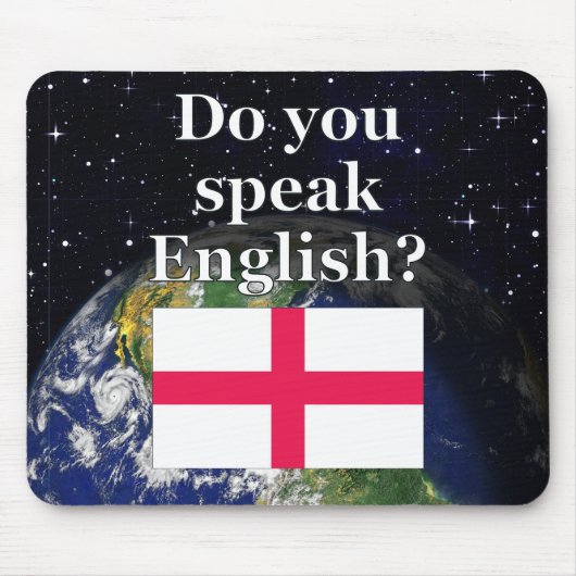 英語話ですか?英語。国旗と地球 マウスパッド (正面)