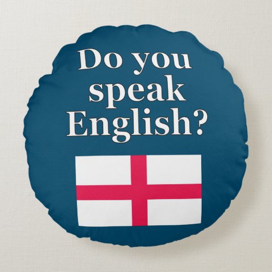 英語話では「英語は？」フラグ ラウンドクッション (正面)