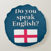 英語話では「英語は？」フラグ ラウンドクッション (裏面)