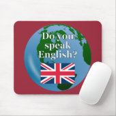 英語話では「英語は?」国旗とグローブ マウスパッド (マウス)