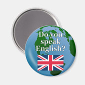 英語話では「英語は?」国旗とグローブ マグネット (正面/裏面)