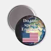 英語話では「英語は？」国旗と地球 マグネット (正面/裏面)