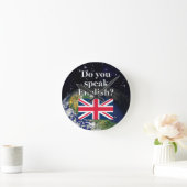 英語話では「英語は？」国旗と地球 ラウンド壁時計 (ホーム)